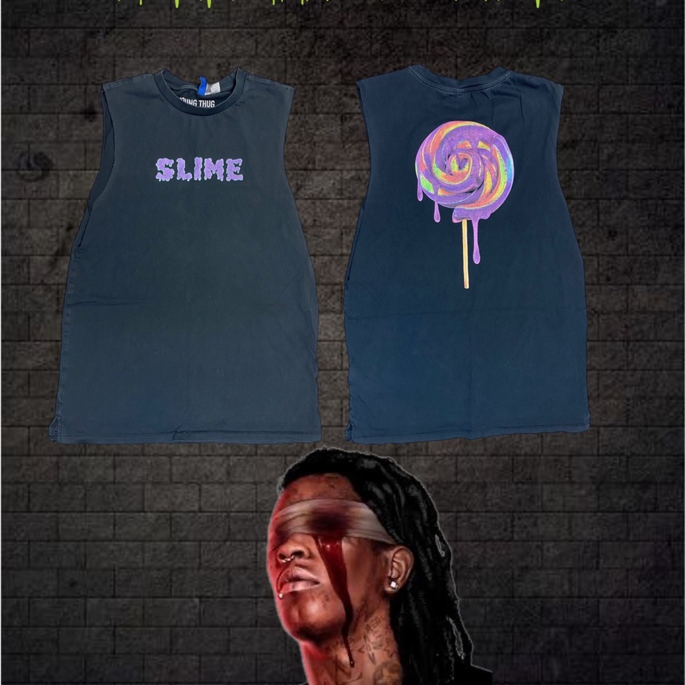 Young Thug promo Shirt with Slime and Lollipop Design. Rare